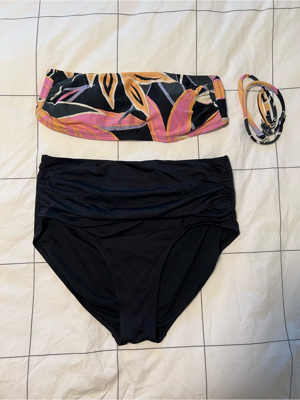 Kona Sol Black High-Waist Bikini with Bandeau
